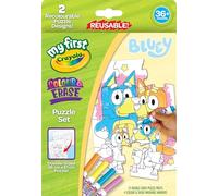 Crayola My First Colour & Erase Puzzle Set - Bluey | With 12 Double-Sided Puzzle Pieces & 4 Washable Markers | Reusable Puzzle Kit for Kids Ages 3+