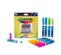 CRAYOLA Neon Markers - Assorted Colours (Pack of 10) | Extra Bold Colours for Kids Arts & Crafts | Ideal for Kids Aged 3+