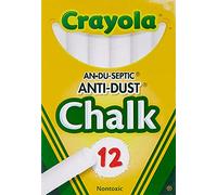 CRAYOLA Nontoxic Anti-Dust Chalk, White, 12 Sticks/Box (50-1402)