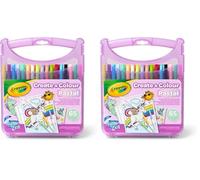 CRAYOLA Pastel Create & Carry Case | 65+ Pieces Including Markers, Stickers, Line Art | Ages 4+ (Pack of 2)