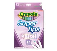 CRAYOLA Pastel SuperTips Washable Markers - Assorted Colours (Pack of 12), Premium Felt Tip Pens That Can Easily Wash Off Skin & Clothing, Ideal for