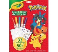 CRAYOLA Pokémon Colour & Activity Kit | Includes 32 Colouring Pages, 5 Markers and 3 Sticker Sheets ft. Ash, Pikachu and Friends | Activity Kit for Kids Ages 3+