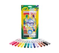 Crayola Set 14 Washable Mini Marker Pens - Pocket-Size, 14 Colors, Washable on Fabrics/Leather, Durable Tips (Code 71662083434)