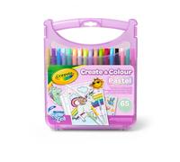 CRAYOLA Pastel Create & Carry Case | 65+ Pieces Including Markers, Stickers, Line Art | Ages 4+