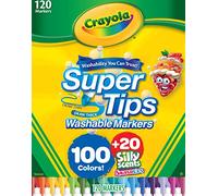 Crayola Super Tips & Silly Scents Washable Markers, 120 Count, Kids' Coloring Pens & Markers, Letter Print, Red & Mint Scented, Amazon Exclusive