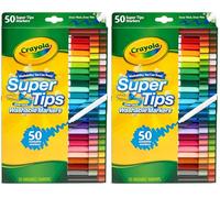 CRAYOLA SuperTips Washable Markers - Assorted Colours (Pack of 100) | Premium Felt Tip Pens That Can Easily Wash Off Skin & Clothing | Ideal for Kids Aged 3+