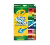 CRAYOLA SuperTips Washable Markers - Assorted Colours (Pack of 50) | Premium Felt Tip Pens That Can Easily Wash Off Skin & Clothing | Ideal for Kids Aged 3+