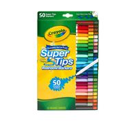 CRAYOLA SuperTips Washable Markers - Assorted Colours (Pack of 50) | Premium Felt Tip Pens That Can Easily Wash Off Skin & Clothing | Ideal for Kids