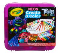 Crayola Trolls World Tour Neon Create & Color Art Set Over 70 Art Supplies Gift for Kids 5 6 7 8