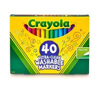 Crayola Ultra Clean Fine Line Washable Markers for School (40ct), Colored Markers for Kids, Coloring Book Art Supplies, Back to School Supplies for Teachers