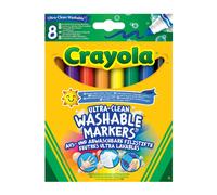CRAYOLA Ultra-Clean Washable Markers - Assorted Colours (Pack of 8) | Premium Broadline That Can Easily Wash Off Skin, Clothing & Walls Ideal for Kid