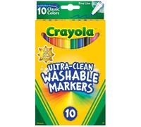 Crayola Ultra-Clean Washable Markers, Fine Line Multicolor, 10 Count