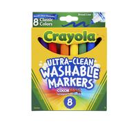 Crayola Washable Markers, Broad Point, Classic Colors, 8/Pack (58-7808)
