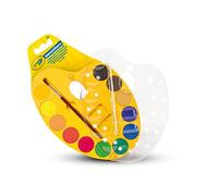 CRAYOLA Washable Watercolour Paint Palette | Includes 12 Watercolour Paints and 1 Paintbrush | Craft Kit for Kids | For Ages 3+