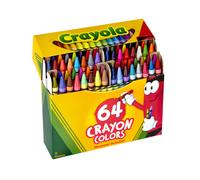 CRAYOLA Wax Colouring Crayons - Assorted Colours (Pack of 64), A Must - Have for All Kids Arts and Crafts Sets, In Handy Flip Top Box with Sharpener