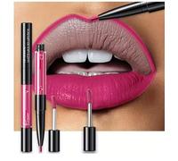 Crayon à lèvres imperméable ultra précis + Rouge à levres avec un pigment élevé, résistant à la transpiration, tenue longue durée, contour parfait des lèvres (Pink)