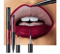 Crayon à lèvres imperméable ultra précis + Rouge à levres avec un pigment élevé, résistant à la transpiration, tenue longue durée, contour parfait des lèvres (Cranberry)