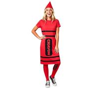 Crayon Costume Adult 3Pcs,Colorful Crayon Fancy Dress Include Apron, Funny Cone Hat And Striped Socks,Unisex World Book Day Costumes,Halloween Party Christmas Group Cosplay Outfits (Red, S)