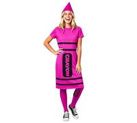 Crayon Costume Adult 3Pcs,Colorful Crayon Fancy Dress Include Apron, Funny Cone Hat And Striped Socks,Unisex World Book Day Costumes,Halloween Party Christmas Group Cosplay Outfits (S)