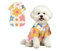 Crayon Doodle Art XL Pet Hawaiian Shirt for Small Dogs-Cute Summer Beach Outfit for Puppy, Soft Breathable Cat Clothes with Buttons