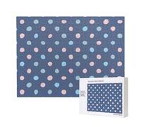Crayon Dots Navy Blue Background,500 Pieces Wooden Jigsaw Family Game Jigsaw Puzzles for Adults Teens Home Decor