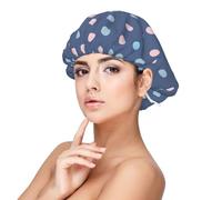 Crayon Dots Navy Blue Background,Adult's Satin Sleeping Cap - Women's Elastic Sleep Bonnet, Adjustable Overnight Hair Cover