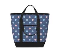 Crayon Dots Navy Blue Background,Lunch Bags Large Capacity Insulated Tote Bag For Women Men Work Picnic Travel