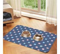 Crayon Dots Navy Blue Background,Waterproof Pet Feeding Mat,PU Leather Placemats for Cat Dog Water Bowl,Food Mats,30x45cm