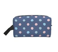 Crayon Dots Navy Blue BackgroundLarge Capacity Cosmetic Organizer,Travel Makeup Bag for Women