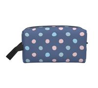 Crayon Dots Navy Blue BackgroundMakeup Trave Bag for Women,Cosmetic Large Capacity Organizer