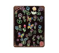 Crayon Flowers Butterfly Painting Retro Poster Metal Tin Sign Chic Art Retro Iron Painting Bar People Cave Cafe Family Garage Poster Wall Decoration 12x16inch(30x40cm)