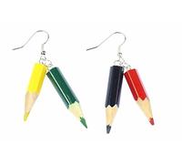 Crayons Earrings Coloured Pencil Painting School Miniblings Wood UPCycling Kids