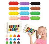 Crayons for Kids | Washable Crayons Kit - Easy-Grip Pea Shape Coloring Art Supplies 12 Colors for School Travel Classroom Party Favors