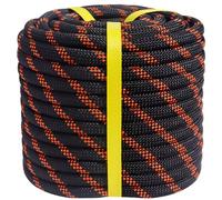 CRAYZA Double Braided Arborist Rigging Rope (1/2 in x 50 ft) Strong Polyester Rope 48 Strands for Tree Work Climbing Pulling Swing Sailing, Black/Orange