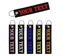Crazatch 1PCS Personalized Keyring, Custom Embroidery Any Text Keychain, Double Sided Embroidery Your Text/Number Labels, Key Tags Accessories Suitable for Men's Motorcycle Car Scooter, Luggage