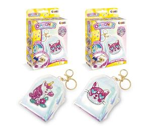 Craze DIAMONDZ Bag 2 Pack - Diamond Painting Kits for Girls Cat and Unicorn Pattern, Mini Backpack Keychain with DIY Diamond Tag for Kids