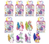Galupy Rainbow Unicorn 6-Pack Plush Unicorn Collectible Figurines: Glitter Wings, Swarovski Crystals - Toys, Kids Gifts, 16 Color Combinations