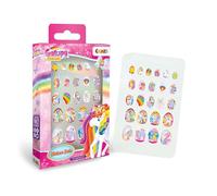 CRAZE Galupy Unicorn Sticker Nails - 24 Self-Adhesive Fake Nails for Girls with Glitter & Gem Effects, Press On Nails Set for Children