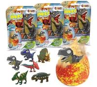 Craze INKEE Surprise Dino | Pack of 3 Children's Bath Bombs with Dinosaur Figures, 3 x Magic Raspberry Fragrance Bath Bombs with Bath Toy
