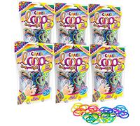 CRAZE loops Bag 100 Set of 6 Loom Bands 6 x 100 Foil Bags and 30 Closures, Colour Mix, 100% Skin-friendly Silicone