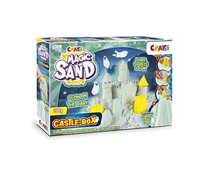CRAZE Magic Sand Castle Box with 700g Glow in The Dark Sand and Moulds - Creative Crafts and Play Sand Set for Kids Age 3+ - Arts and Crafts Activity Toy for Girls and Boys