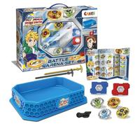 CRAZE Set of 4 Kampfkreisel 32800 XXL Set 4 Blade Metal Spinner with Accessories Battle Arena Spinning Top Burst Gyro Children Toy Boys, Single, Very Robust, 45 x 33.5 x 12 cm
