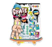 CRAZE SKATE Fingerboard Set Neon Edition Pack of 4 - Bright Finger Boards, Mini Skateboards for Kids with accessories - skate fidget toys