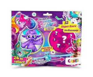 CRAZE Stretchy Superstars Minis Double Pack: 2 Collectible Stretchy Figures, 24 Mini Toys for Kids