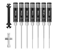 Craznick Hex Screwdriver RC Tool Kit: Hex Screw Driver Set 0.9/1.27/1.3/1.5/2.0/2.5/3.0mm Hexagon Allen Driver with Nut Driver Wrench for RC Car Multi-Axis FPV Racing Drone Quadcopter Helicopter Model