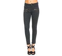 Crazy Age H086 Women's Jegging Leggings Zip Stylish - Grey - 10