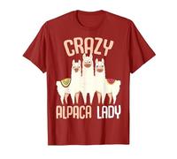 Crazy Alpaca Lady Women Alpaca Llama T-Shirt, Men, Cranberry Red, X-Large