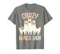 Crazy Alpaca Lady Women Alpaca Llama T-Shirt, Men, Olive Heather, Large