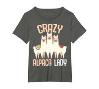 Crazy Alpaca Lady Women Alpaca Llama T-Shirt, Women's Plus, Asphalt Grey, 2X