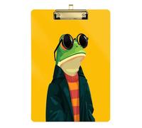 Crazy Animal Frog Yellow Hanging clipboard Transparent for Nurses Home Contractor Size 9 x 12.5 Tablas para escribir